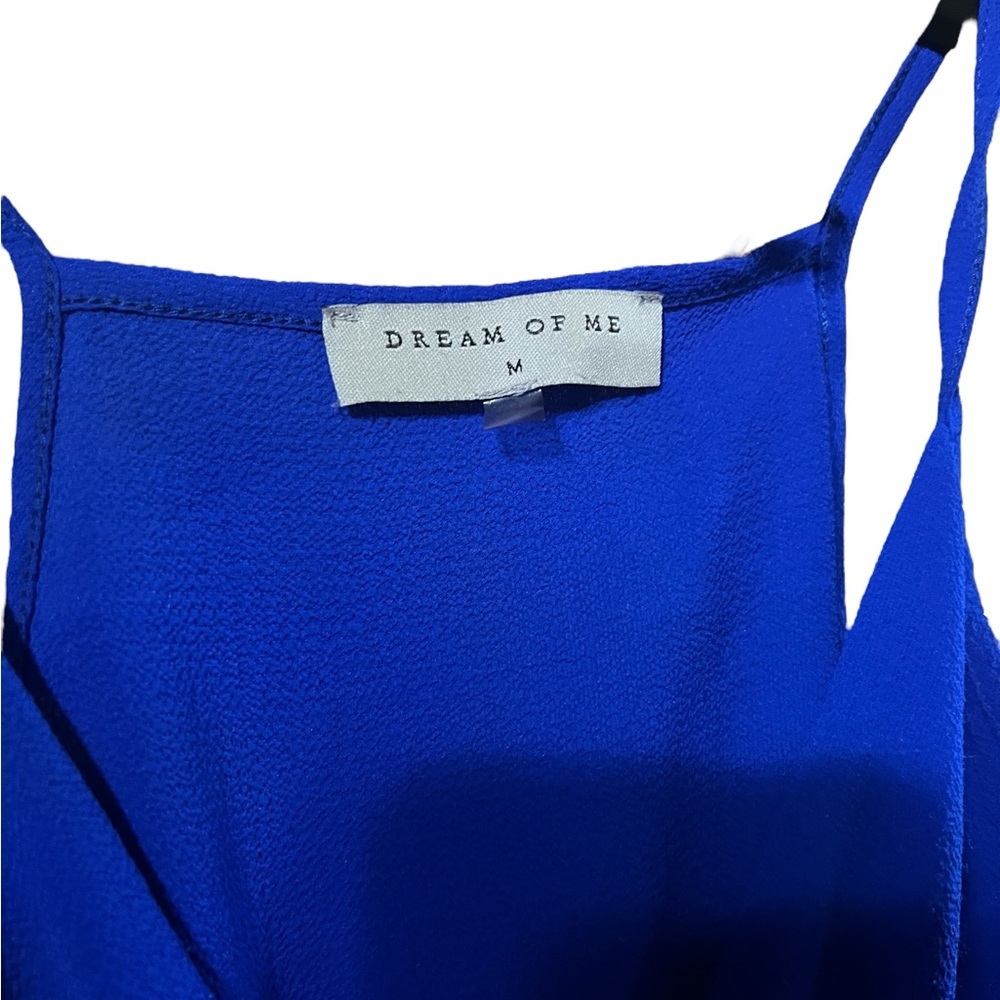 Dream Of Me Size Medium Royal Blue Faux Wrap High Low Spaghetti Strap Dresss - Picture 2 of 3